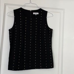 Ck Black gold studded ponti knit top